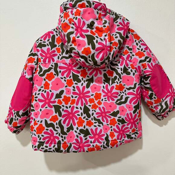 Cat & Jack Baby Toddler Pink Floral Winter Hooded Jacket Size 18M - Picture 6 of 7